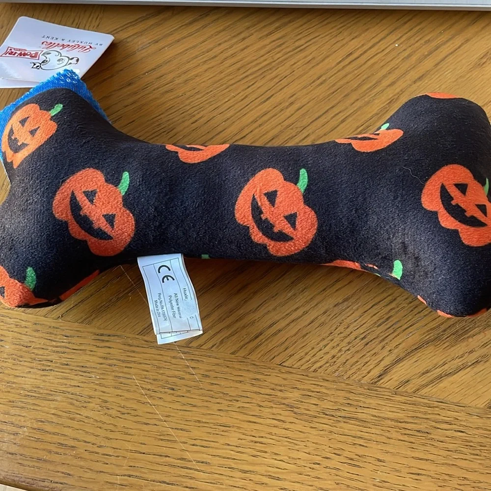 Halloween Plush Bone Toy for Dogs w/ Jack-o-Lantern Pattern NWT